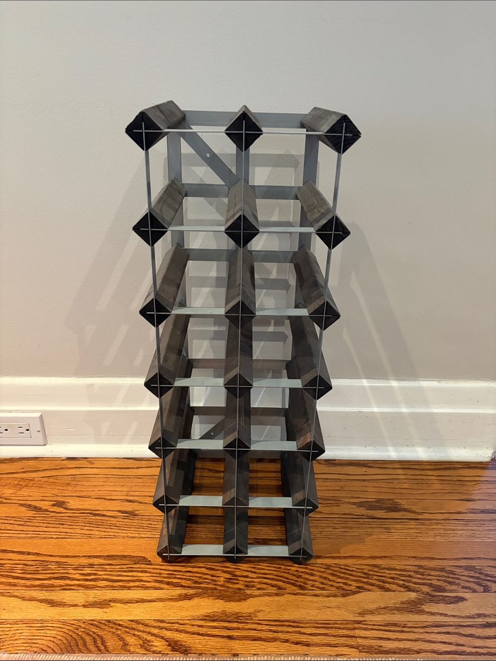 Modular 12 Bottle Wine Rack - Walnut Colour, Wood and Metal Construction